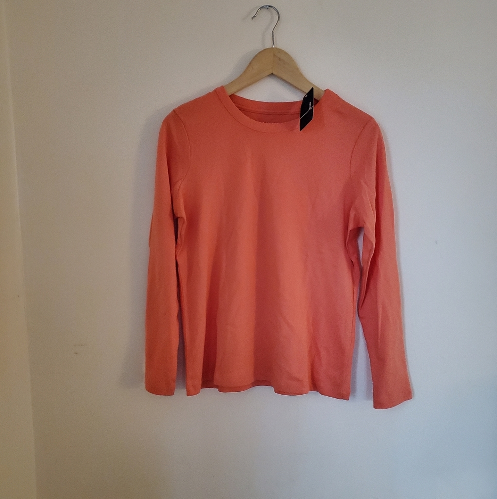 Lands End Shirt Medium Petite Dried Papaya NWT